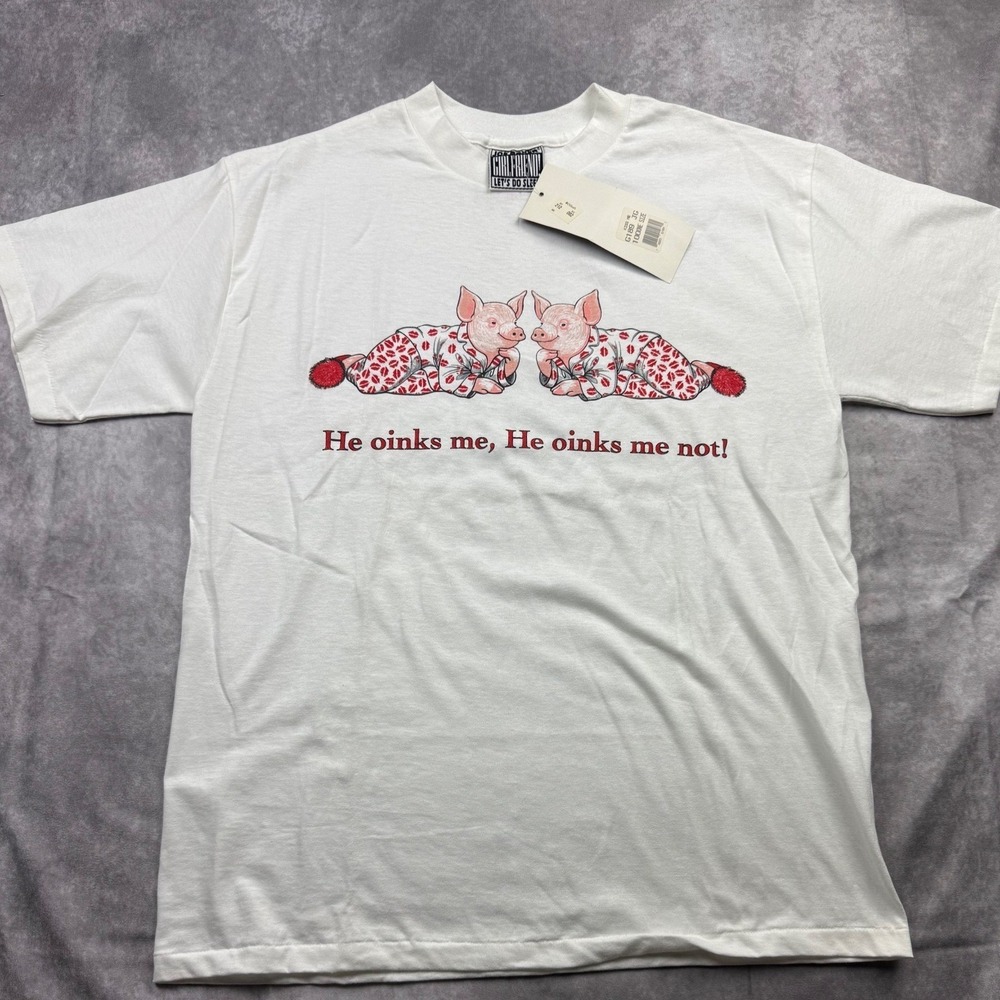 Vintage Joe Boxer Girlfriend Pig T-Shirt He Oinks Me Not Graphic 90s OS